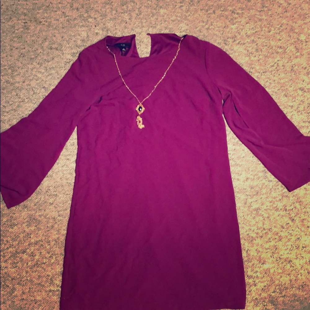 Tunic dress with attached necklace, sz 14